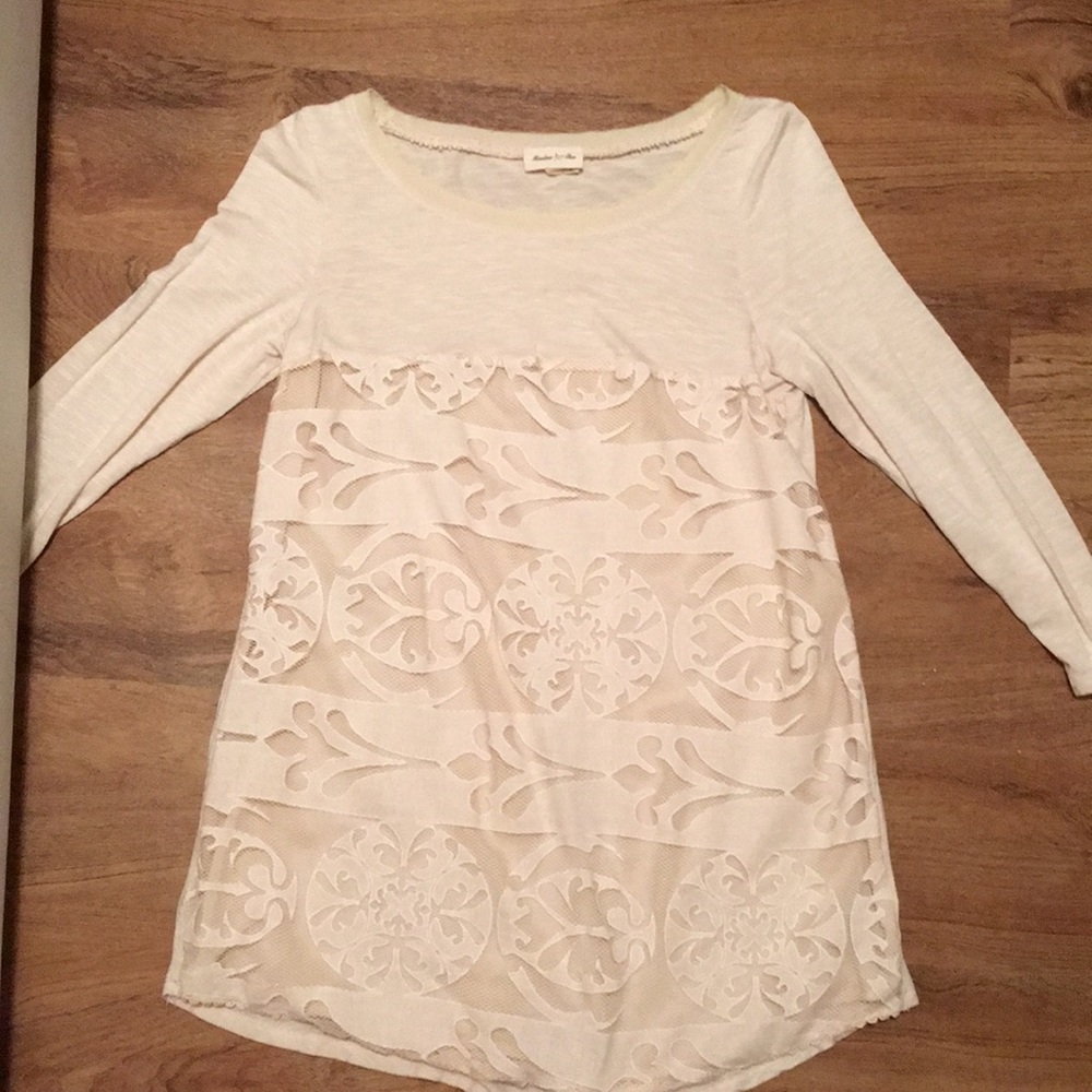 Anthropologie Meadow Rue Lace Long Sleeve Tee